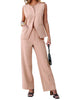 Cameo Rose Women's Sleeveless Wide Leg Vest Blazer Pant Set