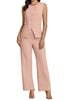 Cameo Rose Women's Sleeveless Wide Leg Vest Blazer Pant Set