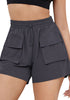 Dark Gray Women's Casual Lightweight Athletic Pocket Drawstring Shorts High Rise Sports Short