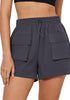 Dark Gray Women's Casual Lightweight Athletic Pocket Drawstring Shorts High Rise Sports Short