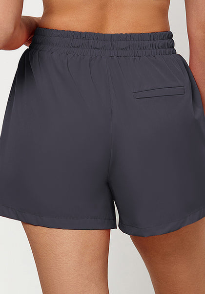 Dark Gray Women's Casual Lightweight Athletic Pocket Drawstring Shorts High Rise Sports Short