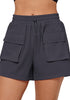 Dark Gray Women's Casual Lightweight Athletic Pocket Drawstring Shorts High Rise Sports Short