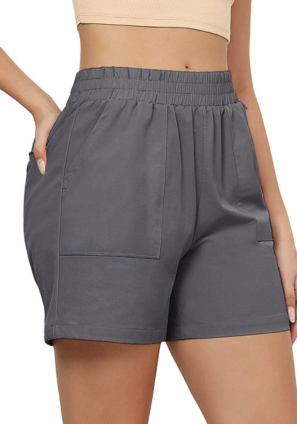 Storm Gray Women's High Waist Lounge Shorts with Pockets Regular Fit Casual Shorts