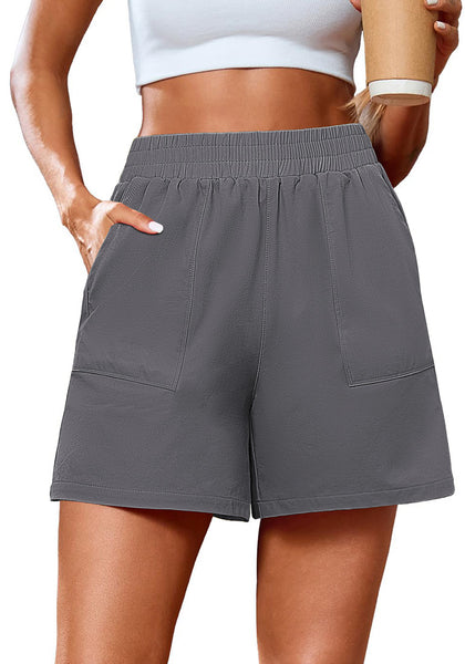 Storm Gray Women's High Waist Lounge Shorts with Pockets Regular Fit Casual Shorts