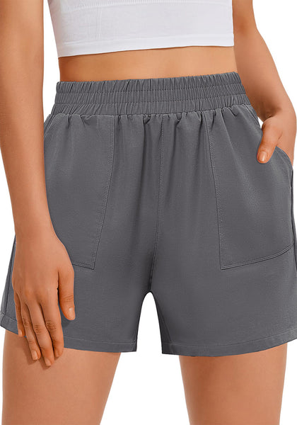 Storm Gray Women's High Waist Lounge Shorts with Pockets Regular Fit Casual Shorts