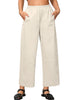 Oatmeal Women Pant Full Length Elastic Waist Lounge barral side pocket