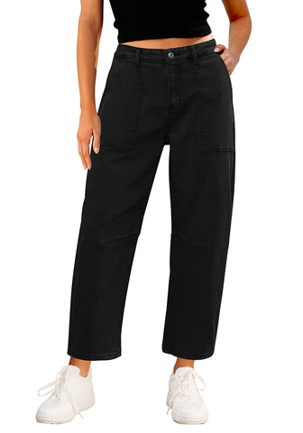 True Black for Women's All Season Baggy Denim High-Waist Jean Ankle Length Barrel Classic Pants