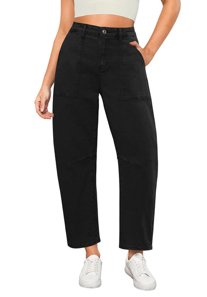 True Black for Women's All Season Baggy Denim High-Waist Jean Ankle Length Barrel Classic Pants