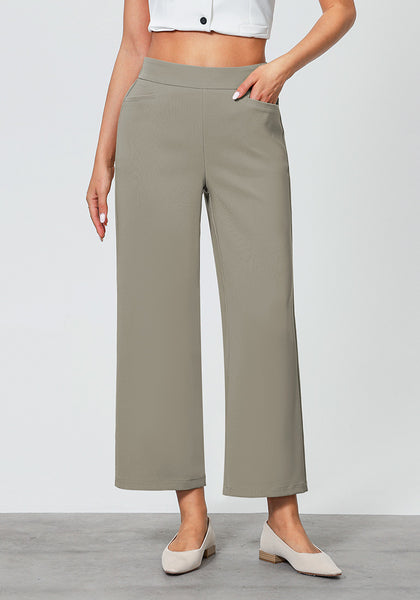 Grey Green Women's Workwise High Rise Slacks Wide Trouser Pant Trousers Wideleg