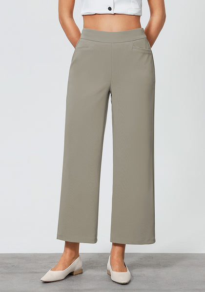 Grey Green Women's Workwise High Rise Slacks Wide Trouser Pant Trousers Wideleg