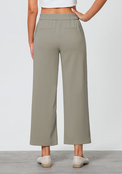 Grey Green Women's Workwise High Rise Slacks Wide Trouser Pant Trousers Wideleg