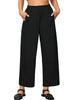 Black Women Pant Full Length Elastic Waist Lounge barral side pocket