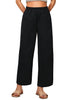 Black Women Pant Full Length Elastic Waist Lounge barral side pocket