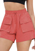 Deep Sea Coral Women's Casual Lightweight Athletic Pocket Drawstring Shorts High Rise Sports Short