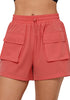 Deep Sea Coral Women's Casual Lightweight Athletic Pocket Drawstring Shorts High Rise Sports Short