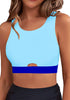 Blue Block Women's Beach Bikini Stretch Tankini Top Swimsuit