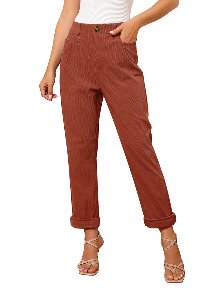 Women's Plus Size Casual High Waist Straight Wide Leg Slant Pocket Pants Corduroy  Trousers 1XL(14) - Walmart.com