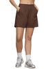 Chocolate Brown Women's Shorts High Waist Elastic Waistband Regular Fit Comfort Shorts