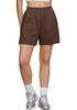 Chocolate Brown Women's Shorts High Waist Elastic Waistband Regular Fit Comfort Shorts