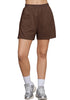 Chocolate Brown Women's Shorts High Waist Elastic Waistband Regular Fit Comfort Shorts