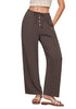 Brown Lightweight Casual Quick Dry Breathable Comfy Wide Leg Pant Elastic Waist