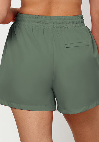 Dark Ivy Green Women's Casual Lightweight Athletic Pocket Drawstring Shorts High Rise Sports Short