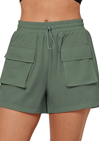 Dark Ivy Green Women's Casual Lightweight Athletic Pocket Drawstring Shorts High Rise Sports Short