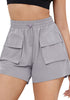 Light Gray Women's Casual Lightweight Athletic Pocket Drawstring Shorts High Rise Sports Short