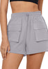 Light Gray Women's Casual Lightweight Athletic Pocket Drawstring Shorts High Rise Sports Short