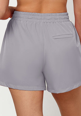 Light Gray Women's Casual Lightweight Athletic Pocket Drawstring Shorts High Rise Sports Short