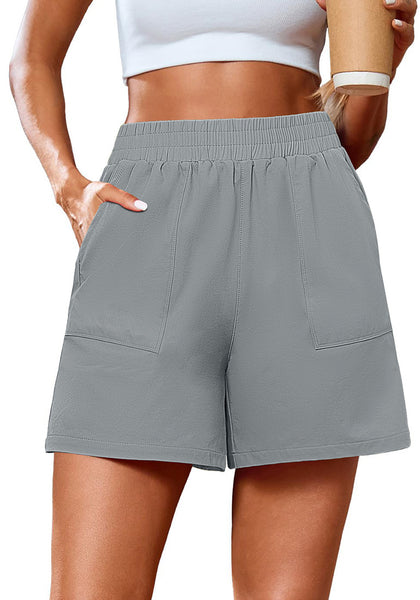 Ultimate Gray Women's High Waist Lounge Shorts with Pockets Regular Fit Casual Shorts