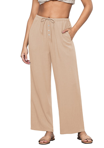 Almond Lightweight Casual Quick Dry Breathable Comfy Wide Leg Pant Elastic Waist