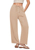 Almond Lightweight Casual Quick Dry Breathable Comfy Wide Leg Pant Elastic Waist