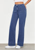 Classic Blue Women's Bell Bottom Full Length High Waisted Denim Regular Fit Slight Stretch Jeans