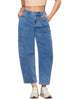 Fresh Blue Women's Jeans Denim Relaxed Straight Ankle Length Barrel Cargo Pant