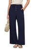 Navy Blue Lightweight Casual Quick Dry Breathable Comfy Wide Leg Pant Elastic Waist