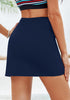 Navy Blue Women's High Waisted One Piece Partially Lined Swimwear Skirts Swimwear Bottom