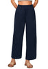 Navy Blue Women Pant Full Length Elastic Waist Lounge barral side pocket