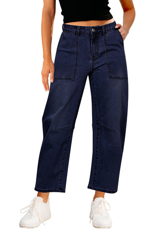 Nightfall Blue for Women's All Season Baggy Denim High-Waist Jean Ankle Length Barrel Classic Pants