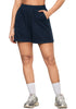 Navy Blue Women's Shorts High Waist Elastic Waistband Regular Fit Comfort Shorts