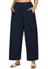 Navy Blue Women Pant Full Length Elastic Waist Lounge barral side pocket