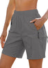 LookbookStore Women's Dark Gray Cargo Hiking Shorts Elastic Pull On Waist Lightweight Quick Dry 7 Inch Inseam Summer Outdoor Athletic Golf Shorts
