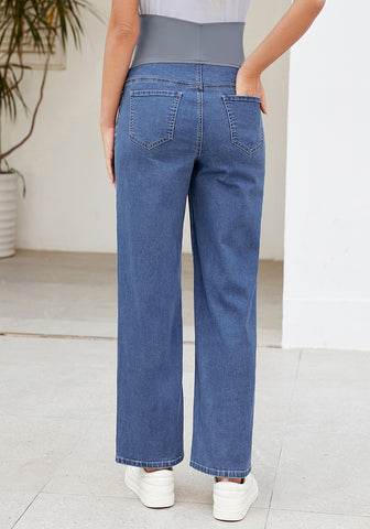Medium Blue For Women's Maternity Plus Size Vintage All Season Mom Jean Ankle Pant