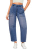 Seaport Blue for Women's All Season Baggy Denim High-Waist Jean Ankle Length Barrel Classic Pants