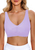 Lavender Women's Plain Adjustable Swimsuit Top Ruched Bikini Top