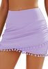 Lavender Tulip Hem Tassels Mid-Waist Ruched Swim Skirt