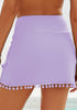 Lavender Tulip Hem Tassels Mid-Waist Ruched Swim Skirt