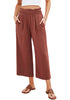 Rust Women's High Waisted Wide Leg Elastic Waist Linen Palazzo Pants Pull On Smock Waist Baggy Fit Trousers