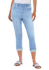 Blue Vibe Women's High Waisted Elastic Slight Stretch Denim Pull On Cuffed Hem Capri Jeans Denim Pants