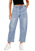 Crystal Blue for Women's All Season Baggy Denim High-Waist Jean Ankle Length Barrel Classic Pants